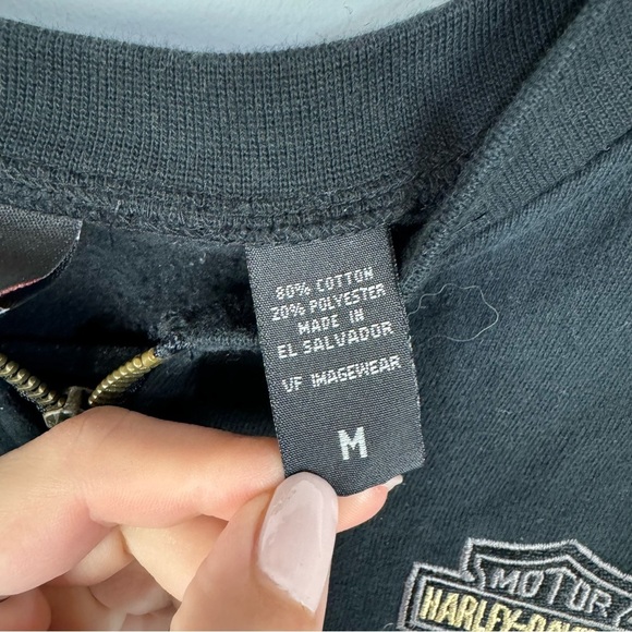 Harley Davidson Black Full Zip Up Jacket Moto Biker Goth Grunge - Picture 5 of 6